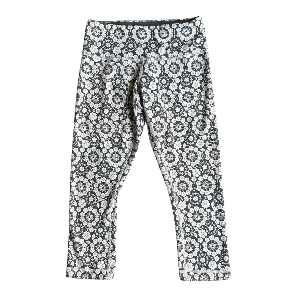 🍋 Lululemon Wunder Under Crop Leggings Twiggy Printed Nimbus/Soot Light Size 4